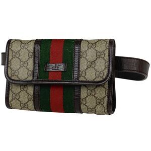 Gucci GG Pattern Belt Bag Waist Bag Sherry Line Web Body Bag Coated Canvas